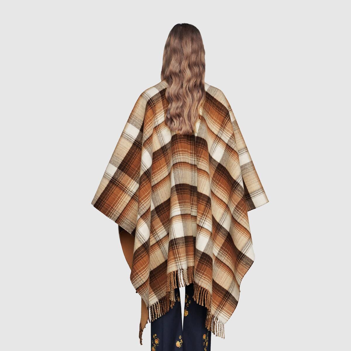 Reversible GG wool poncho - 7