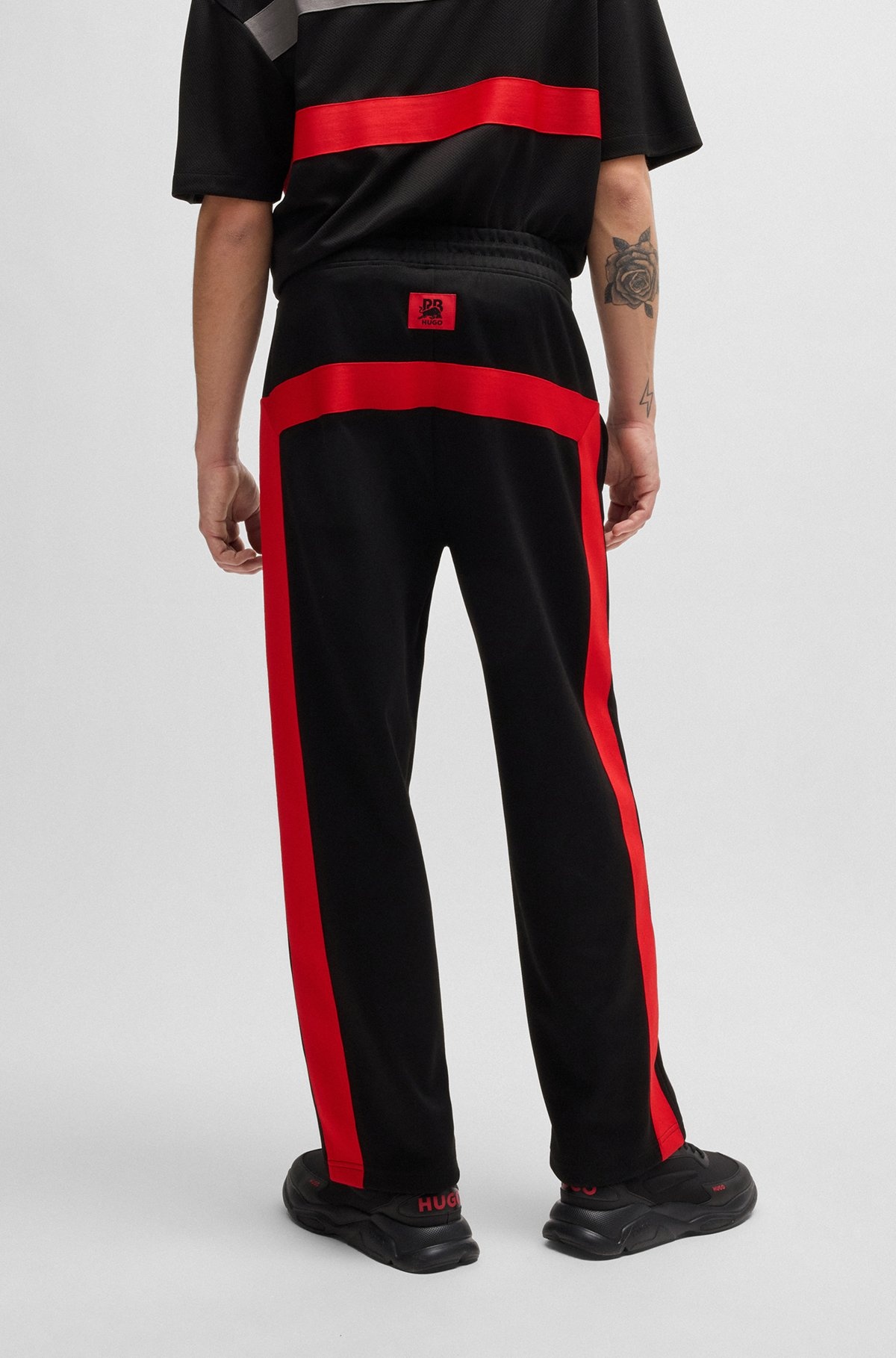 HUGO X RB OVERSIZE-FIT TROUSERS WITH TAPE AND SIGNATURE BULL ICON - 5