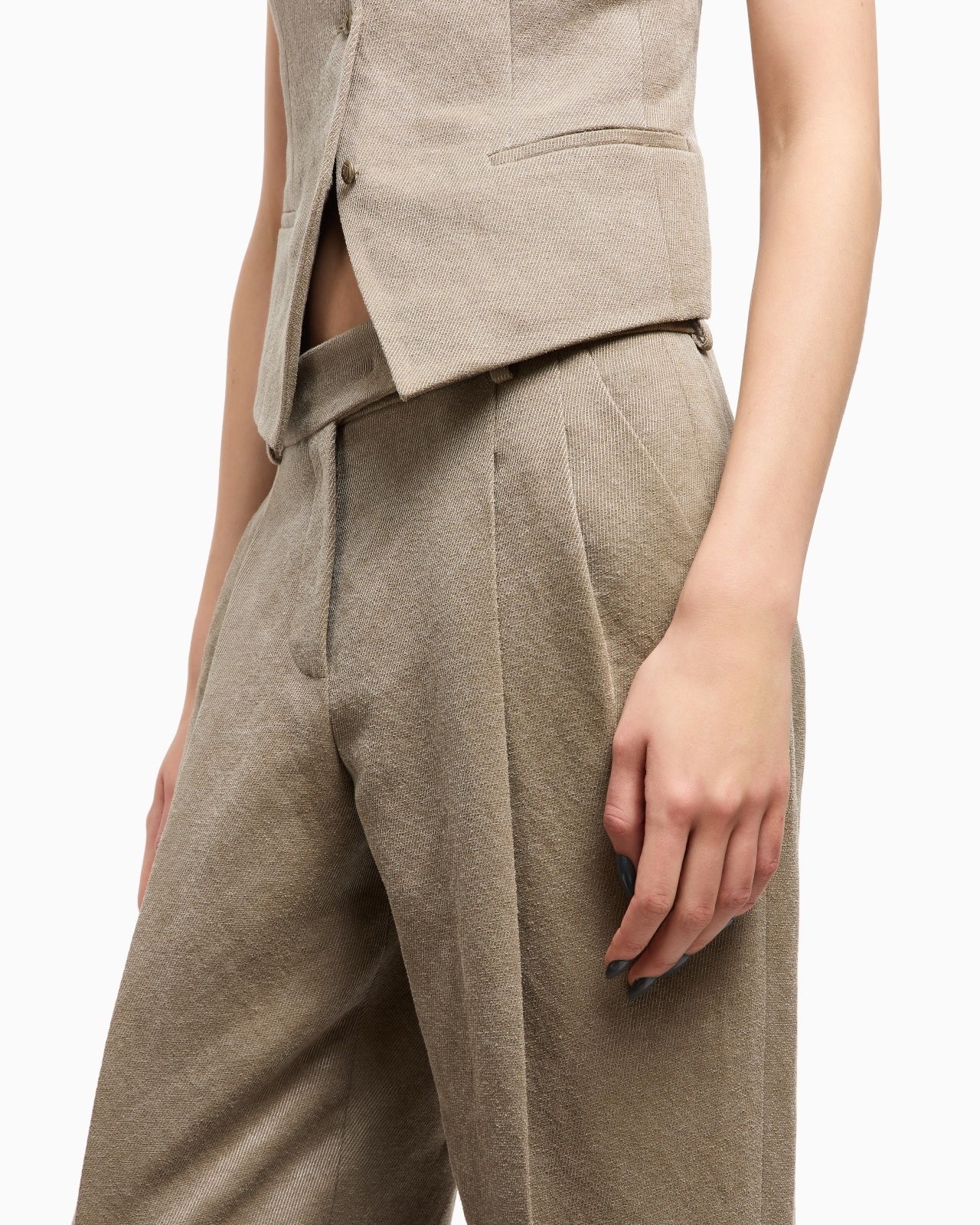 HEMP, VISCOSE AND COTTON CAVALRY DOUBLE-PLEAT TROUSERS - 5