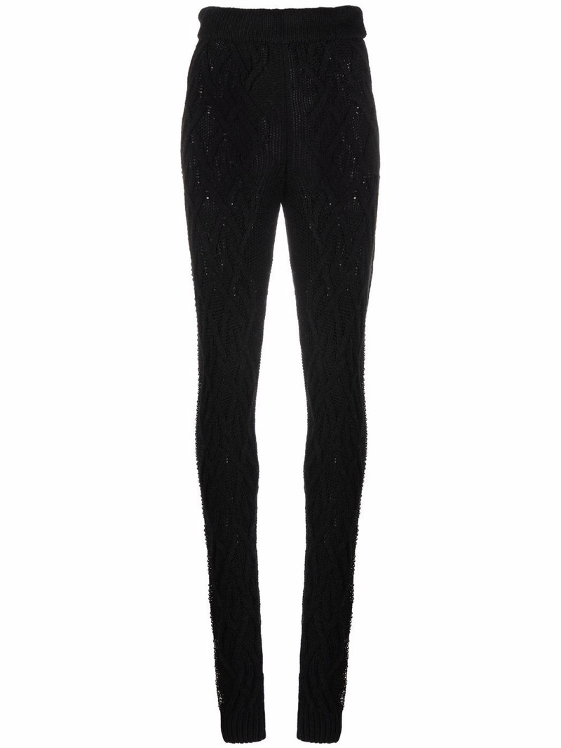 Cashmere Crystal cable-knit trousers 1