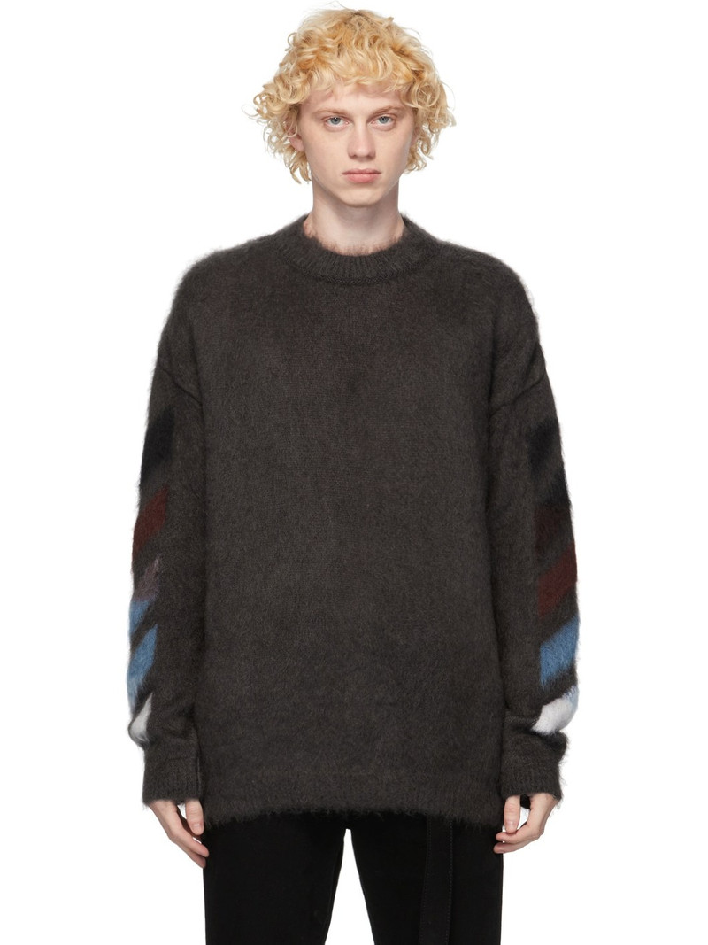 Grey Brushed Diag Sweater - 1