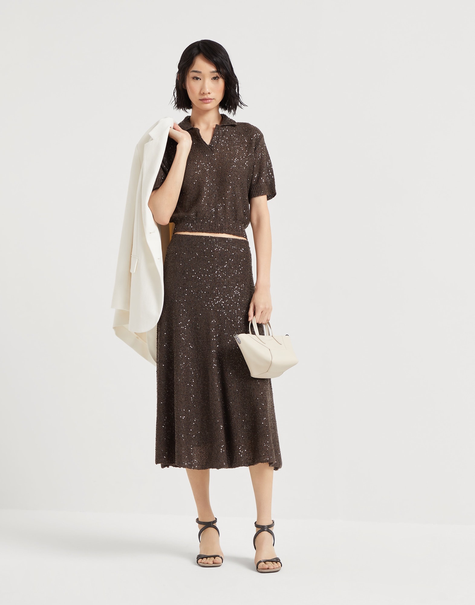 Linen, cashmere and silk dazzling texture knit polo shirt - 5
