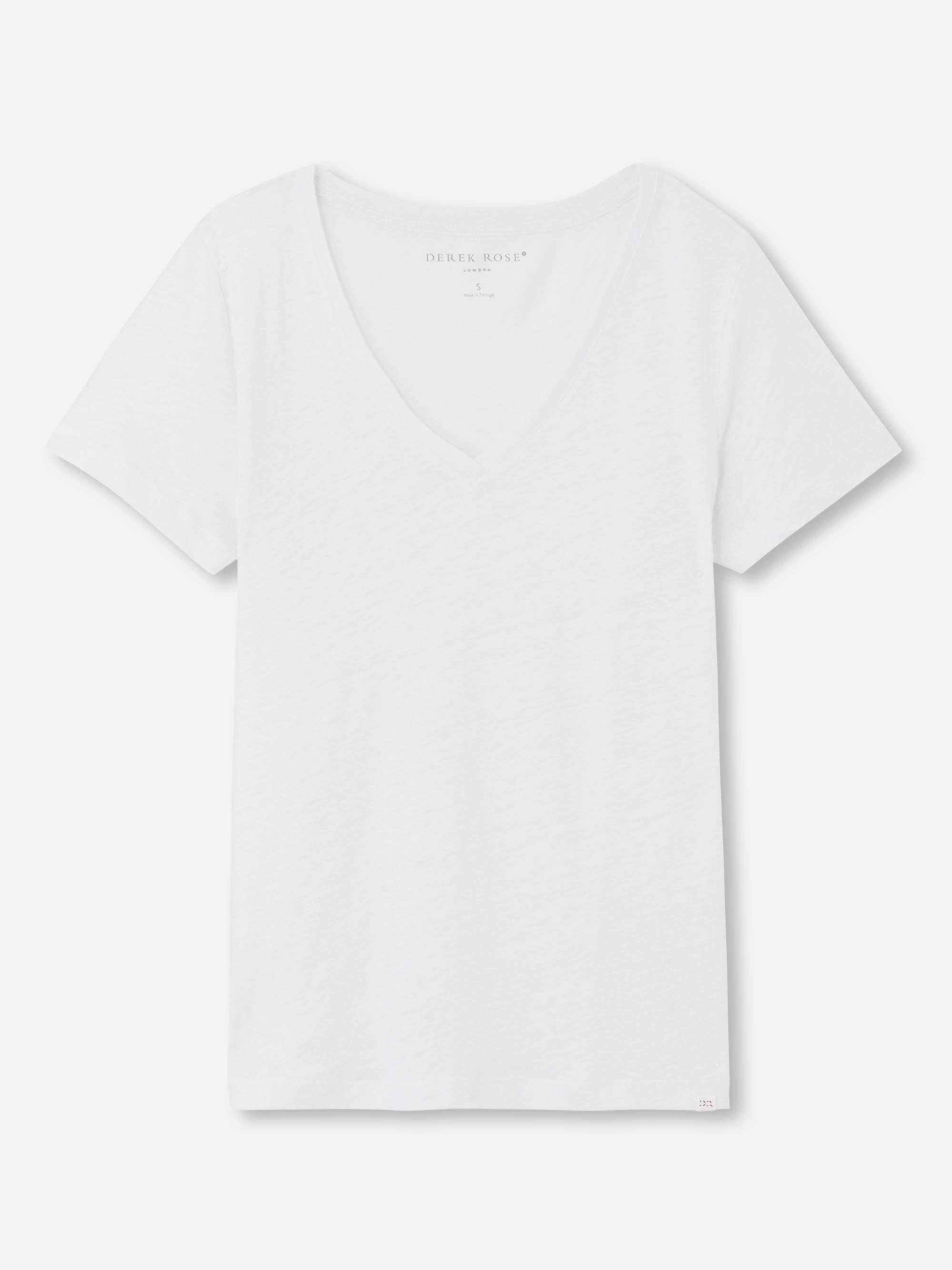 Women's V-Neck T-Shirt Jordan Linen White - 8