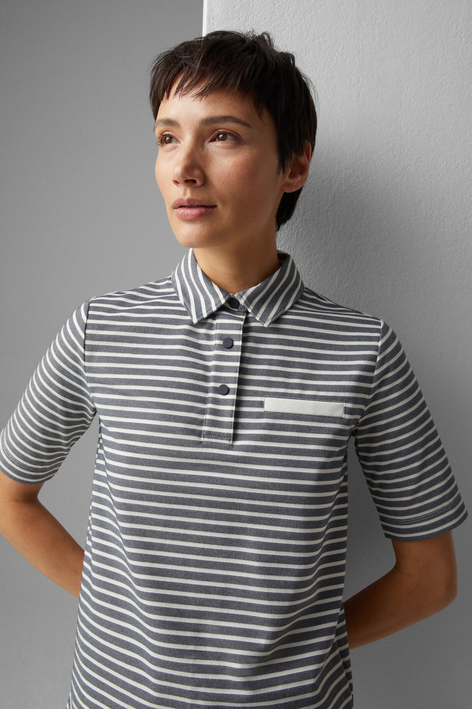 Peony Polo shirt in Navy blue/White - 4