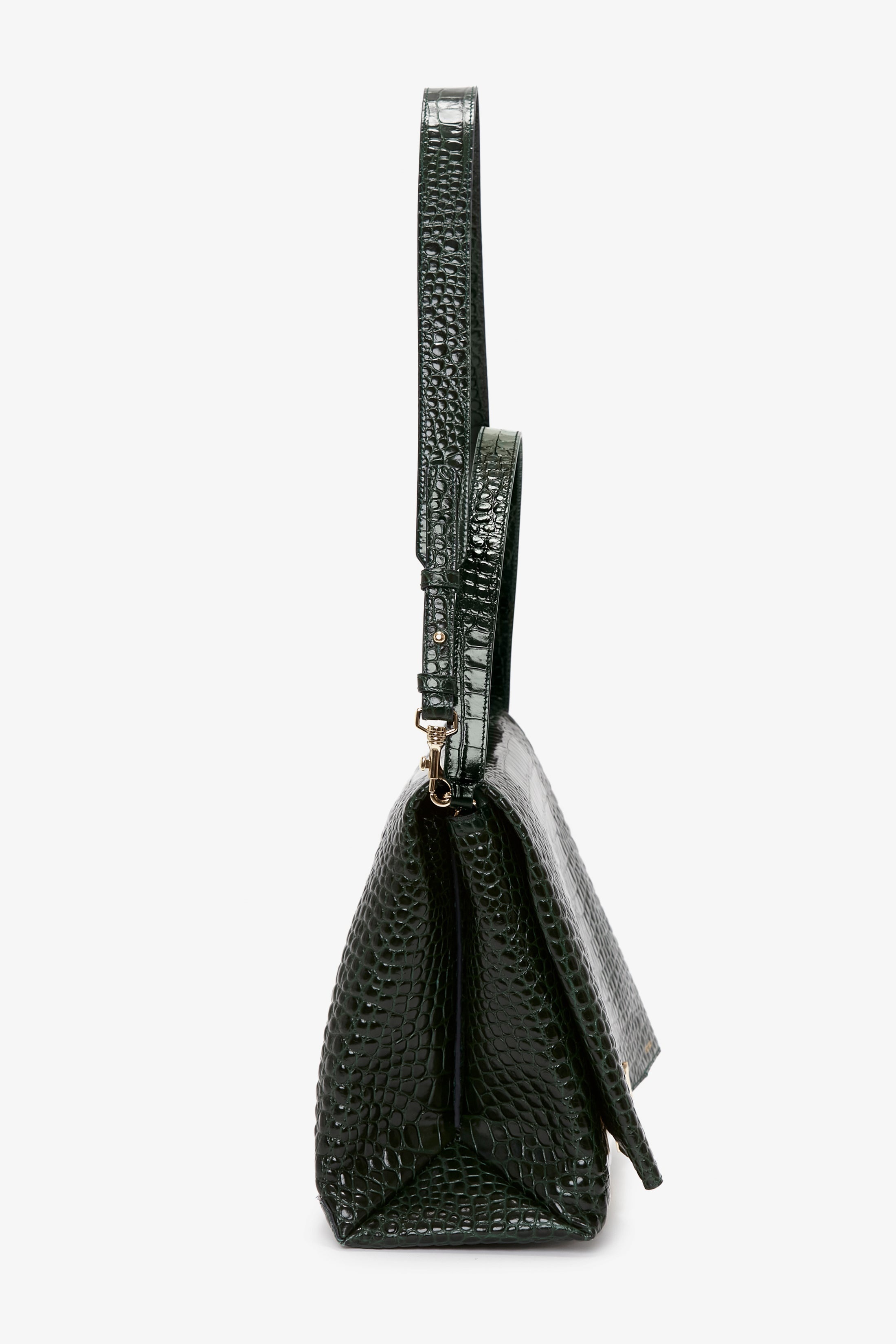 Jumbo Chain Pouch in Dark Forest Croc Leather - 5