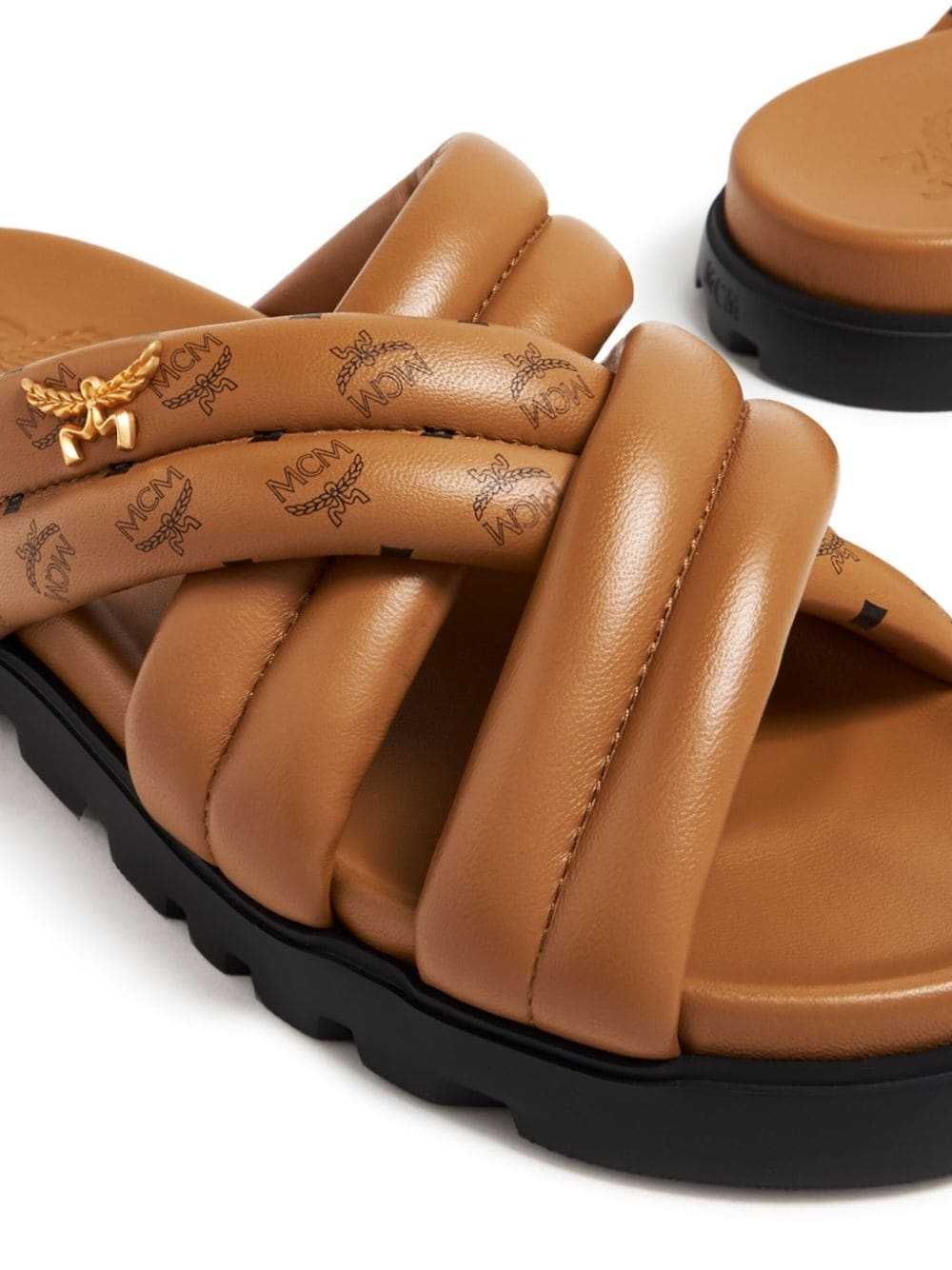 Visetos-print crossover leather slides - 2