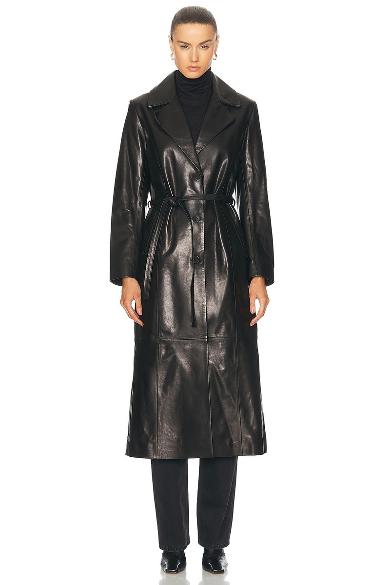 Tamara Belted Leather Trench Coat 1