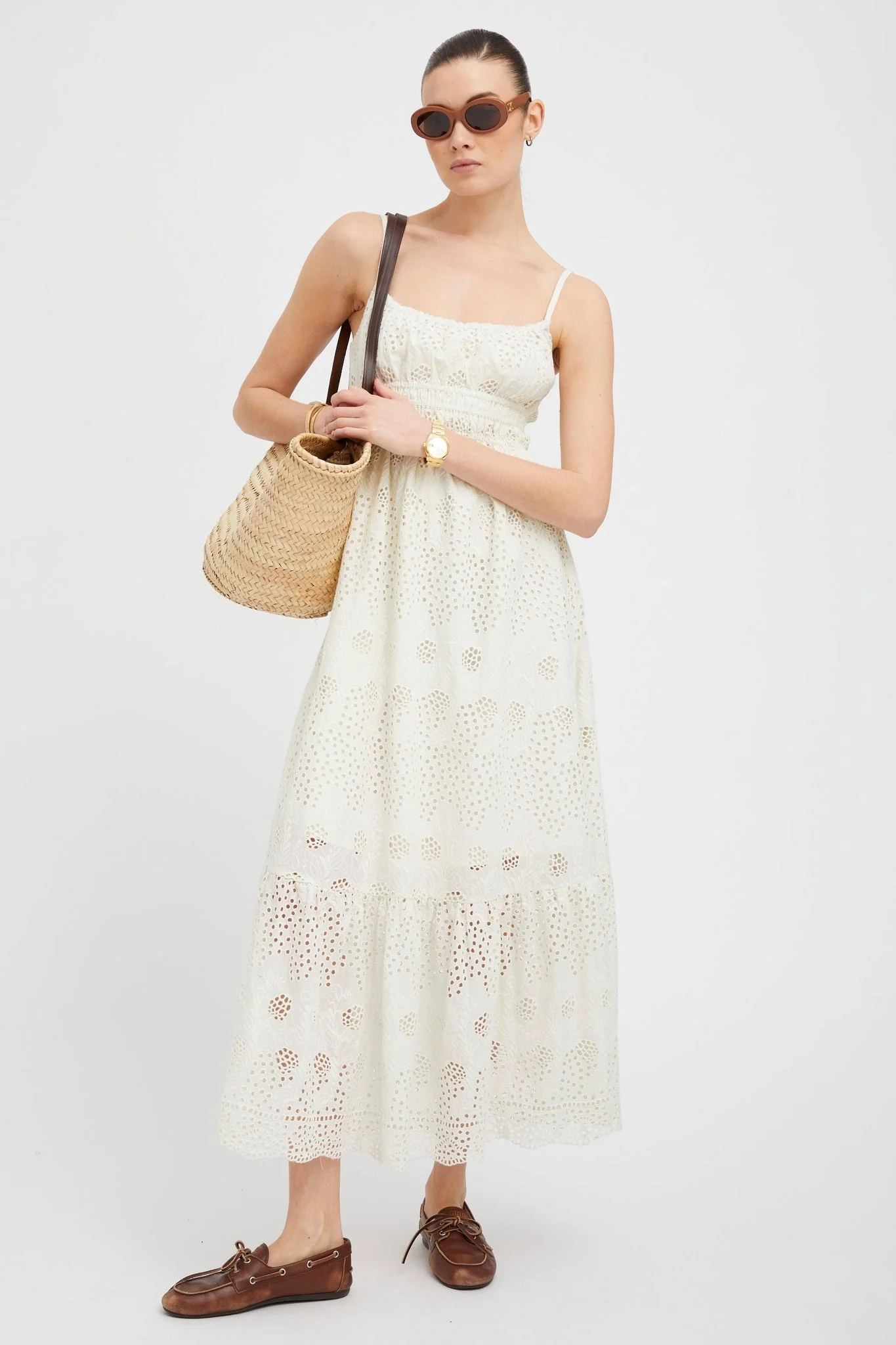 WHITE EYELET ALI MAXI DRESS - 1