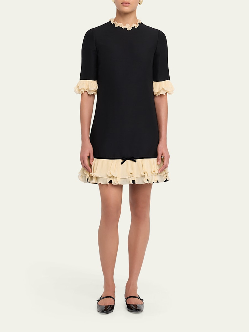 Valentino Ruffle Silk Crepe Mini Dress outlook