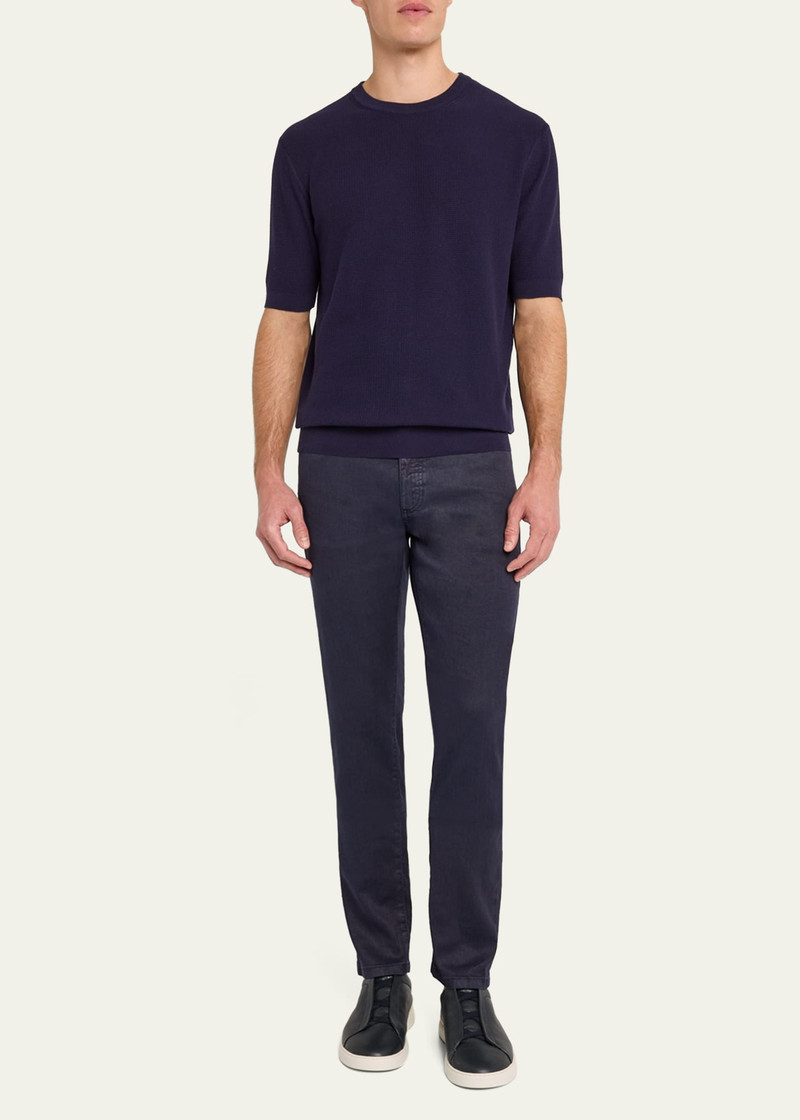 ZEGNA Men's Cotton Honeycomb Short-Sleeve Crewneck Sweater outlook