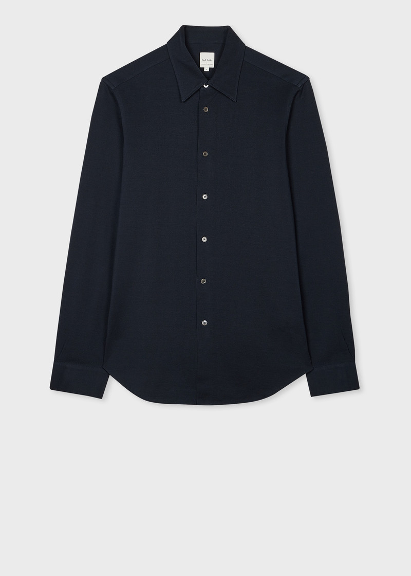 Navy Cotton Pique Shirt 1