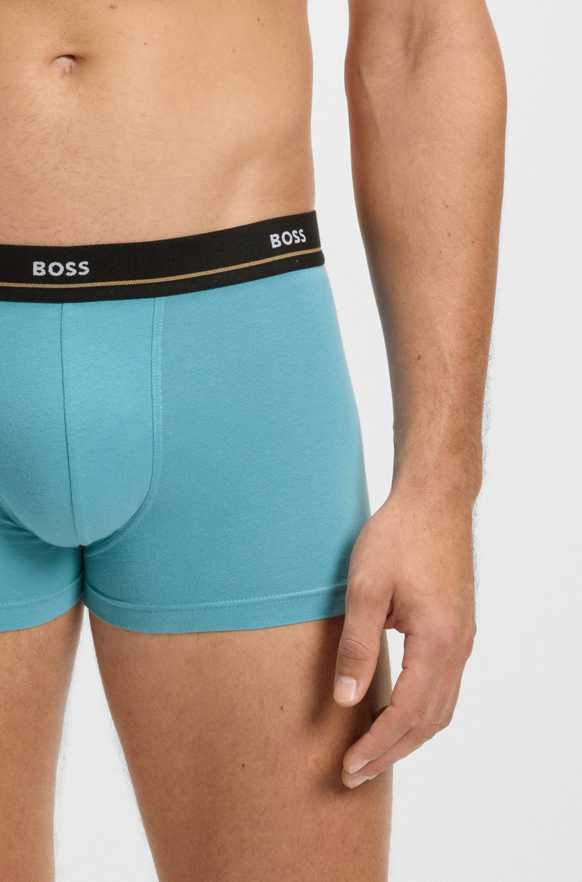 THREE-PACK OF STRETCH-COTTON TRUNKS WITH LOGO WAISTBANDS - 4