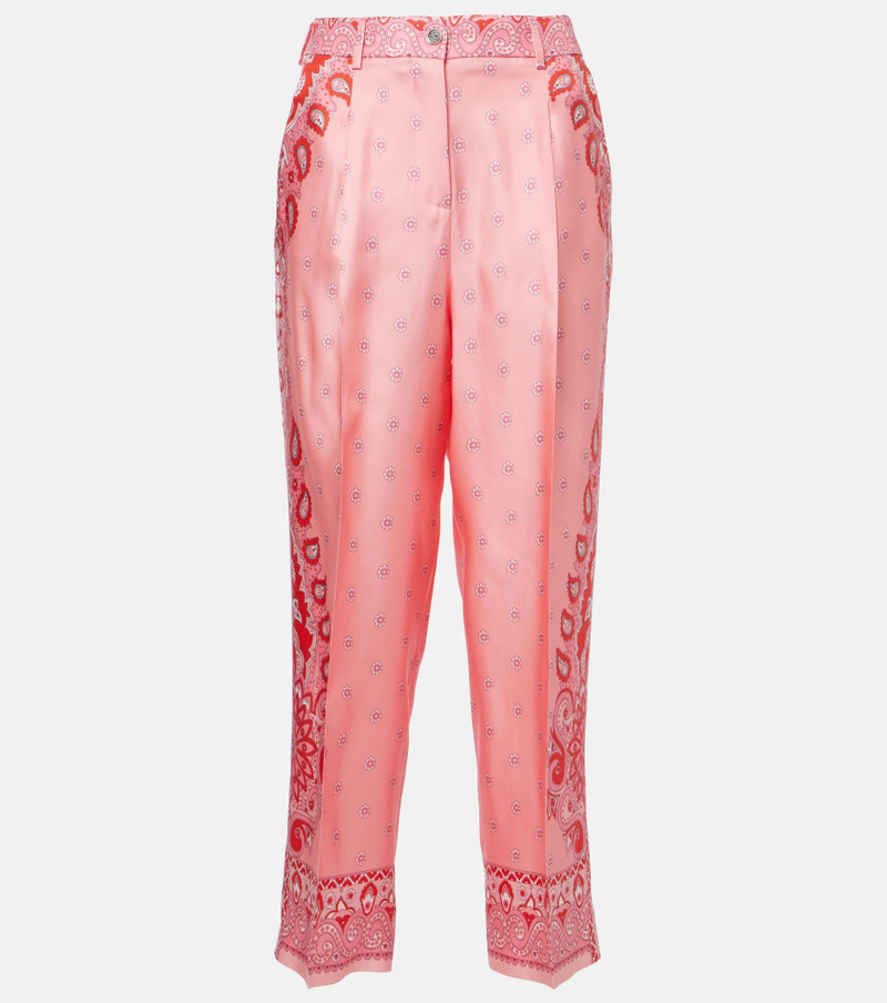Paisley silk straight pants - 1
