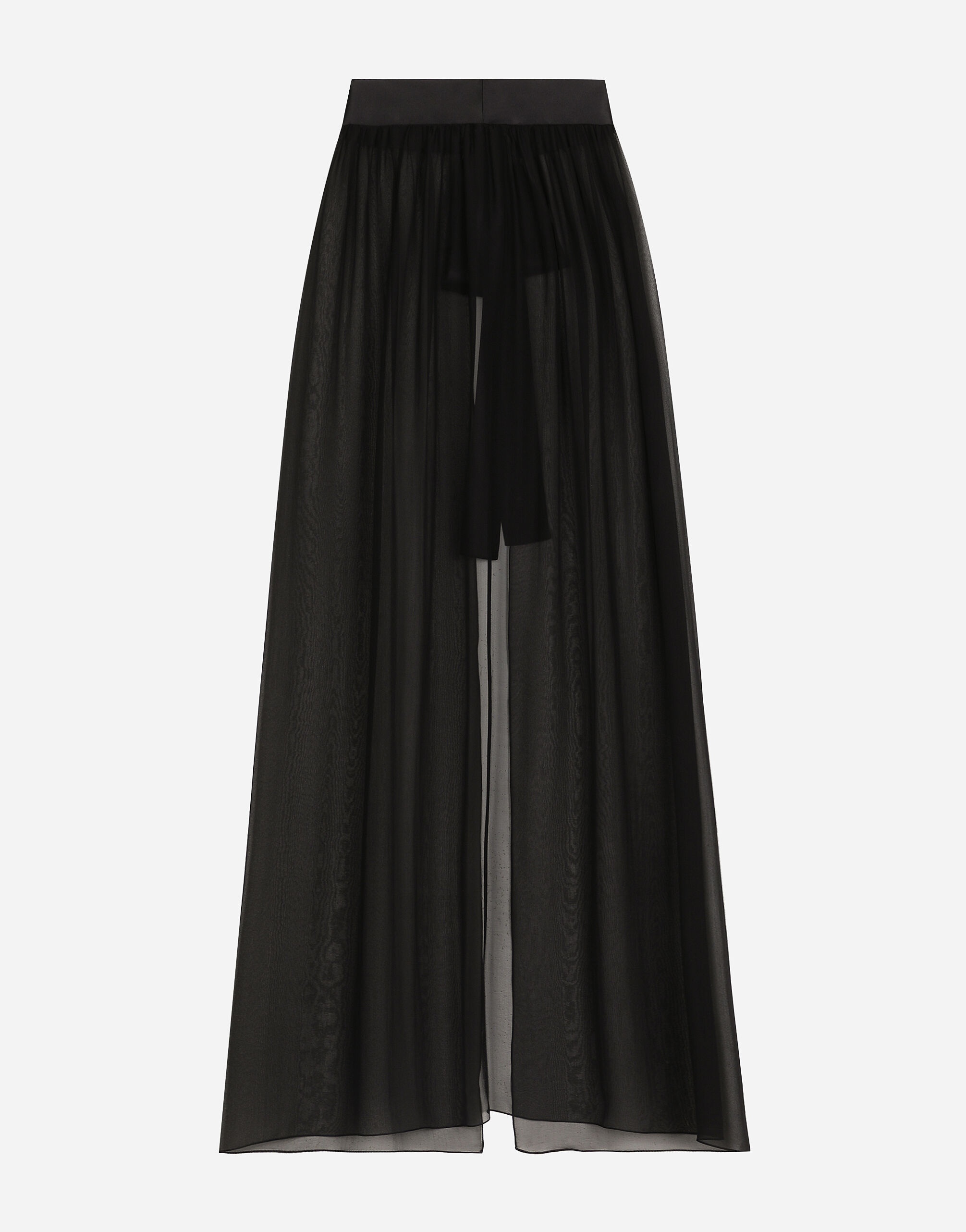 Long silk chiffon skirt with belt - 2
