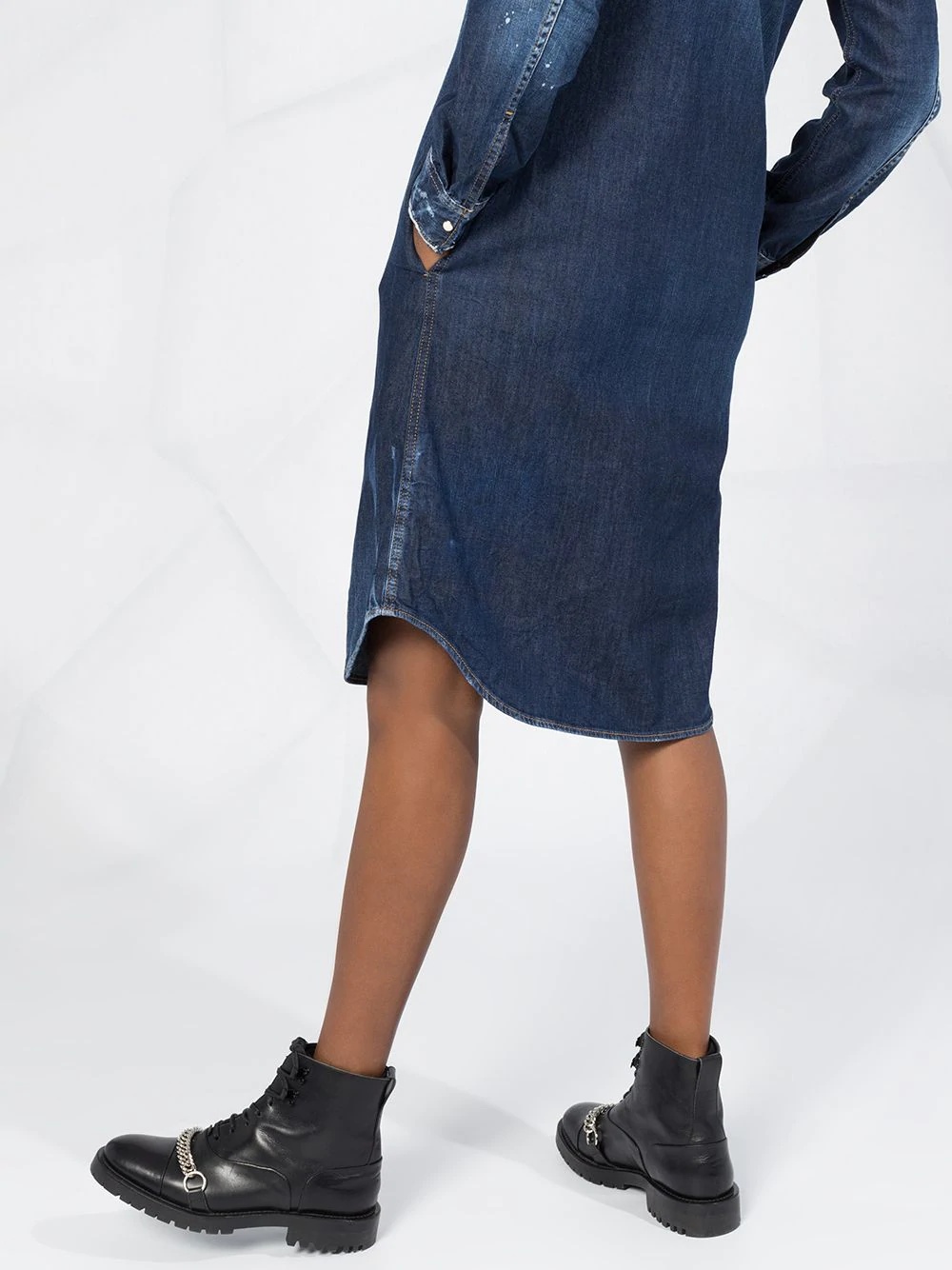 distressed denim shirt dress - 3