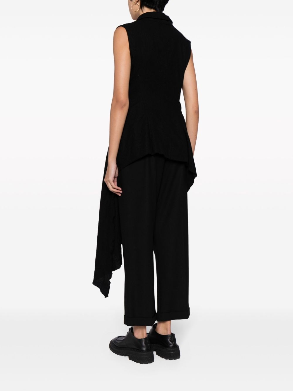 draped sleeveless wool vest - 4