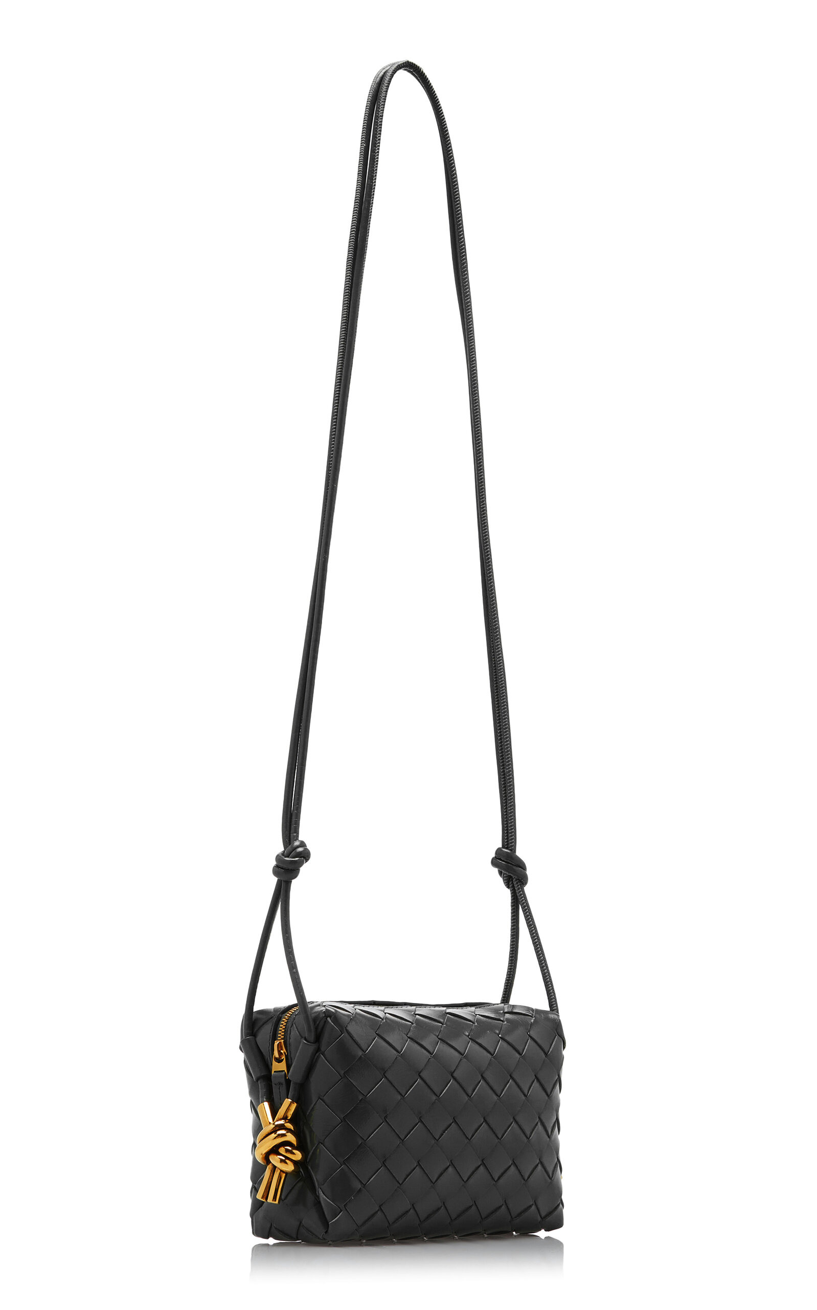 Mini Loop Metal Intrecciato Leather Crossbody Bag black - 3