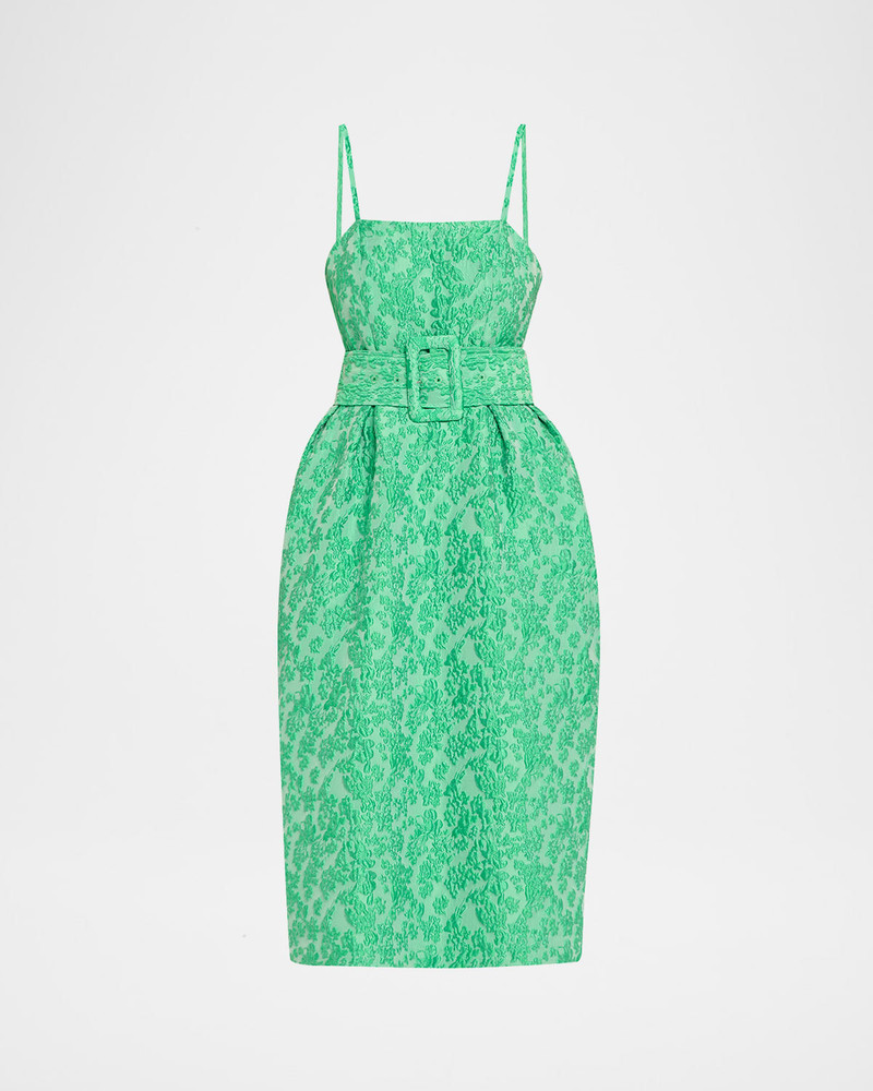 Artichoke Floral Jacquard Midi Dress With Belt 1