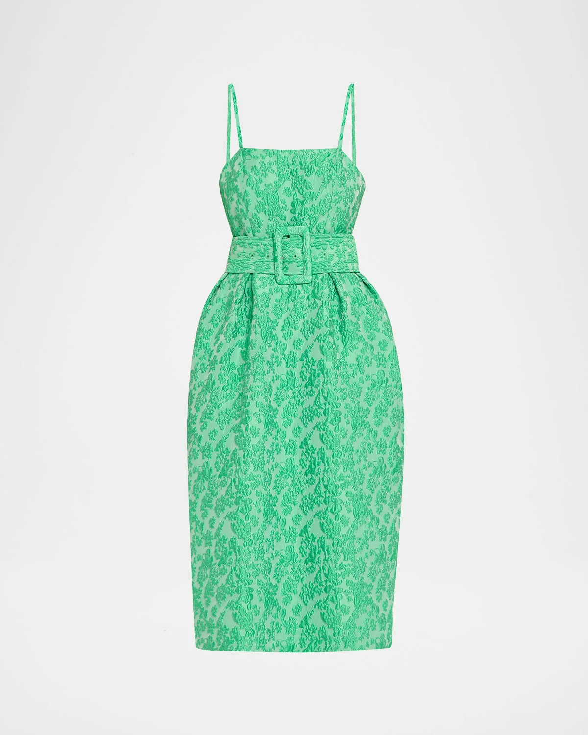 Artichoke Floral Jacquard Midi Dress With Belt - 1