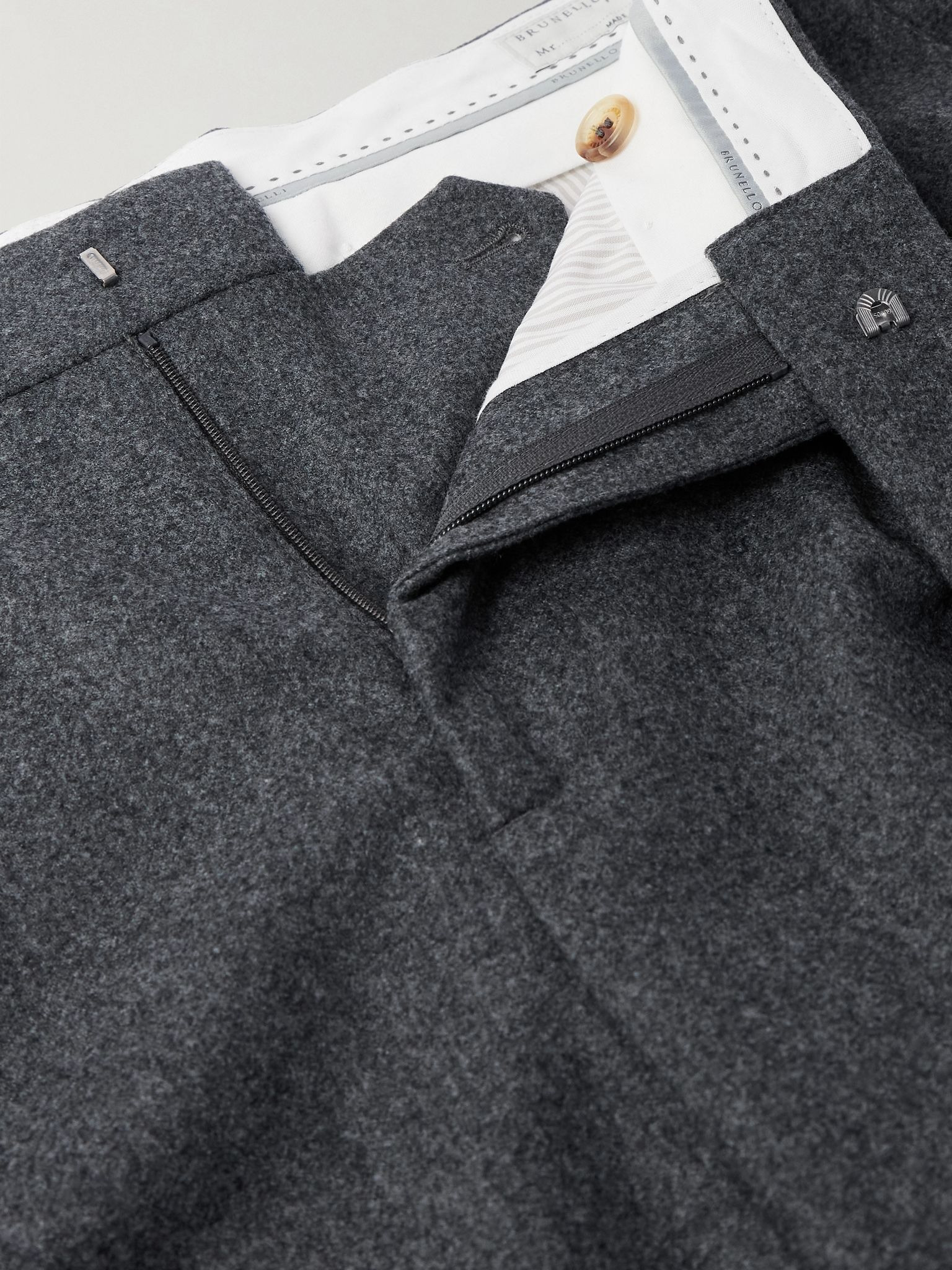 Tapered Pleated Virgin Wool Trousers Gray - 6