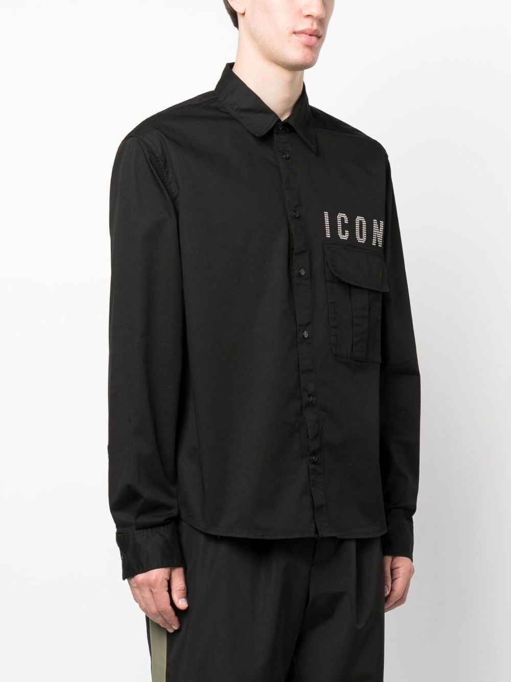 slogan-embellished long-sleeve shirt - 3