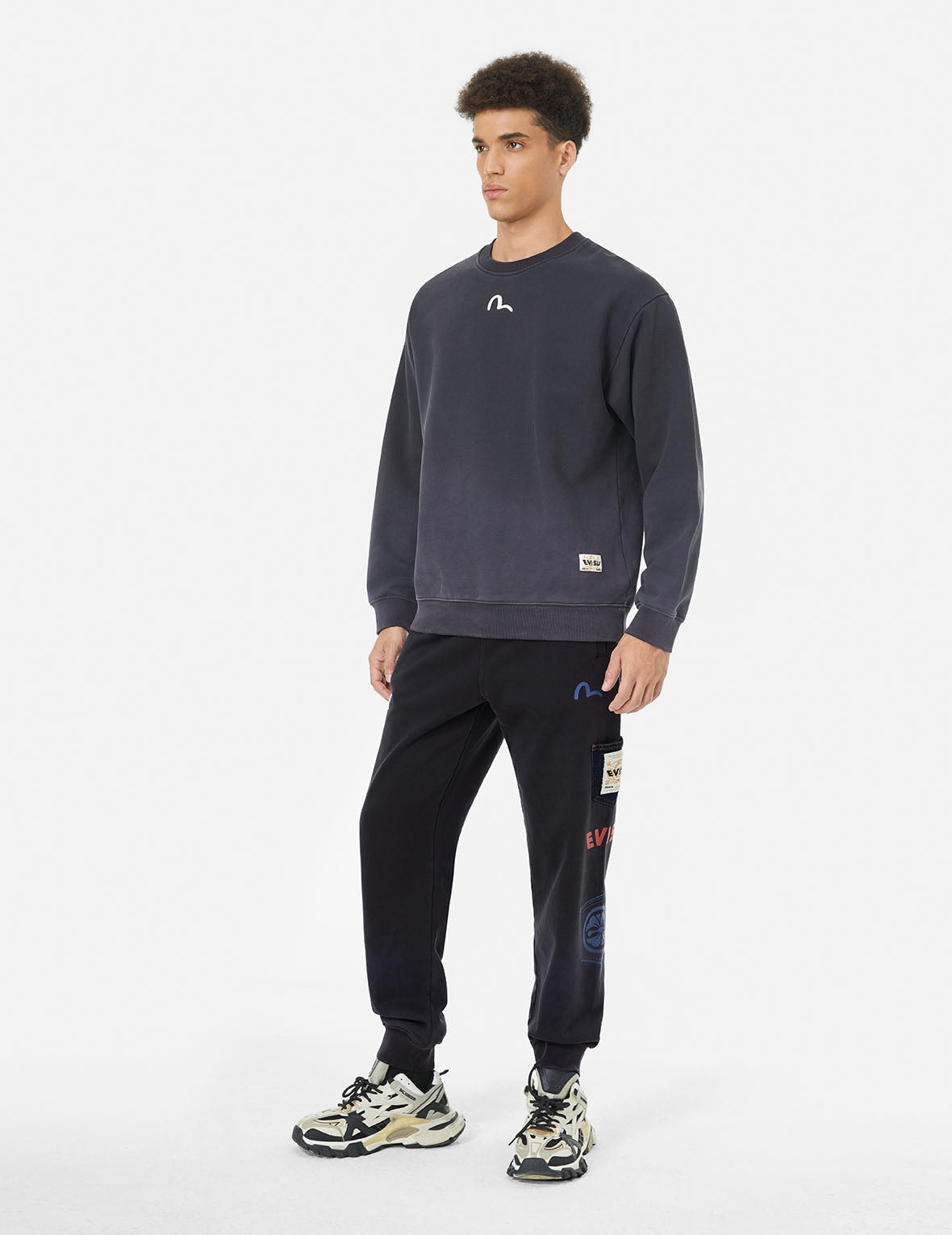 Washed Multi-pocket and Logos Print Straight Fit Sweatpants - 4