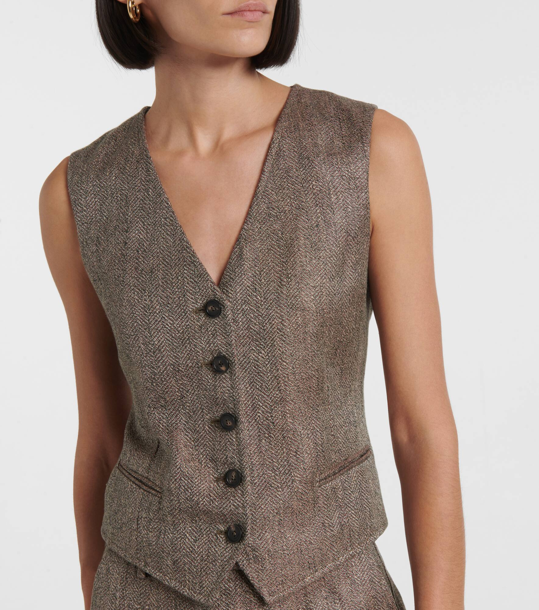 Teodoro chevron linen vest - 5
