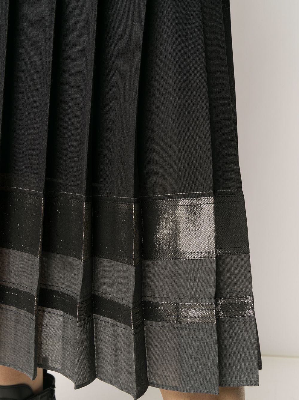 shiny stripe pleated skirt - 5