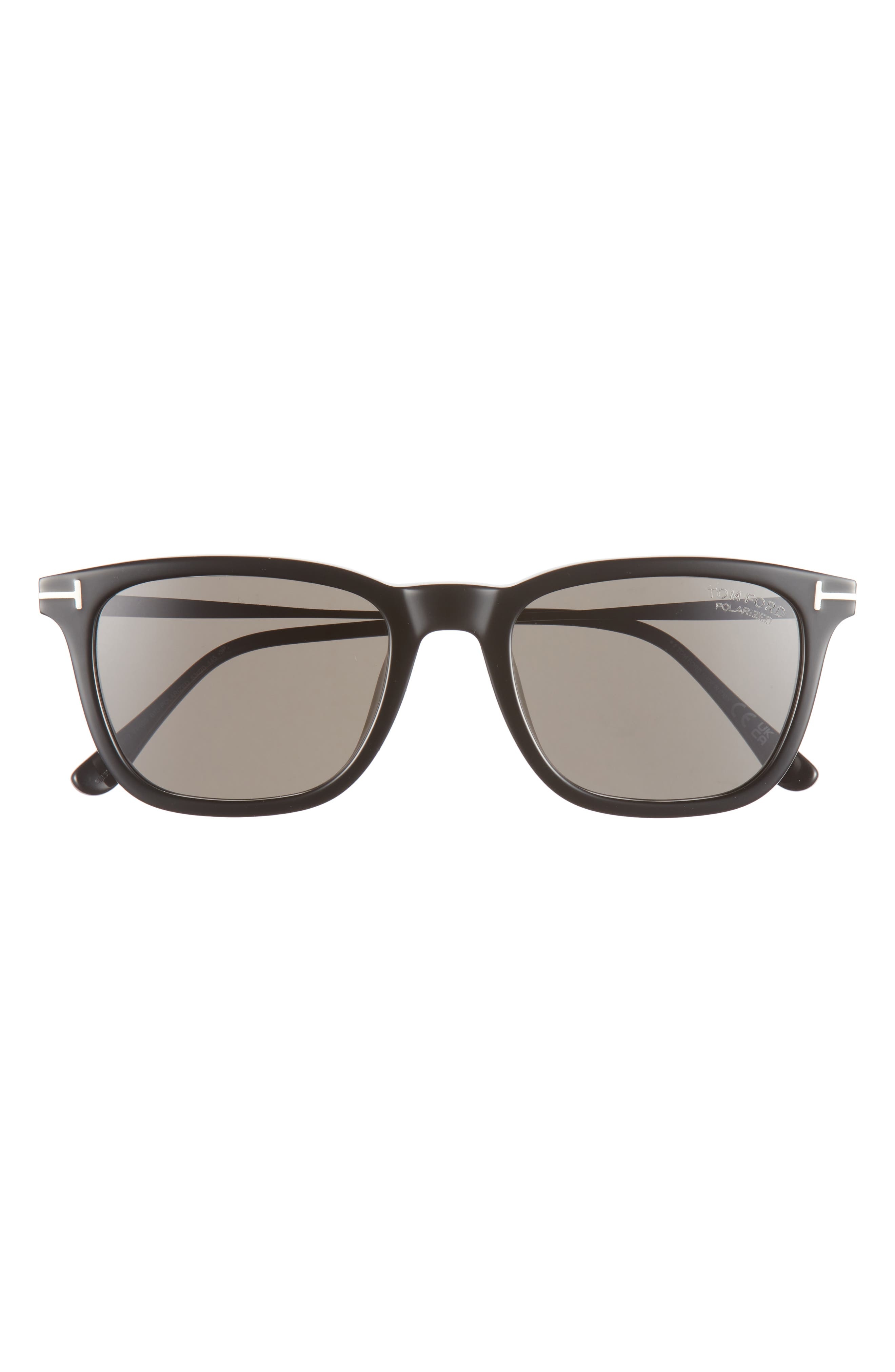 TOM FORD Arnaud 53mm Polarized Square Sunglasses in Shiny Black /Smoke Polarized at Nordstrom - 1