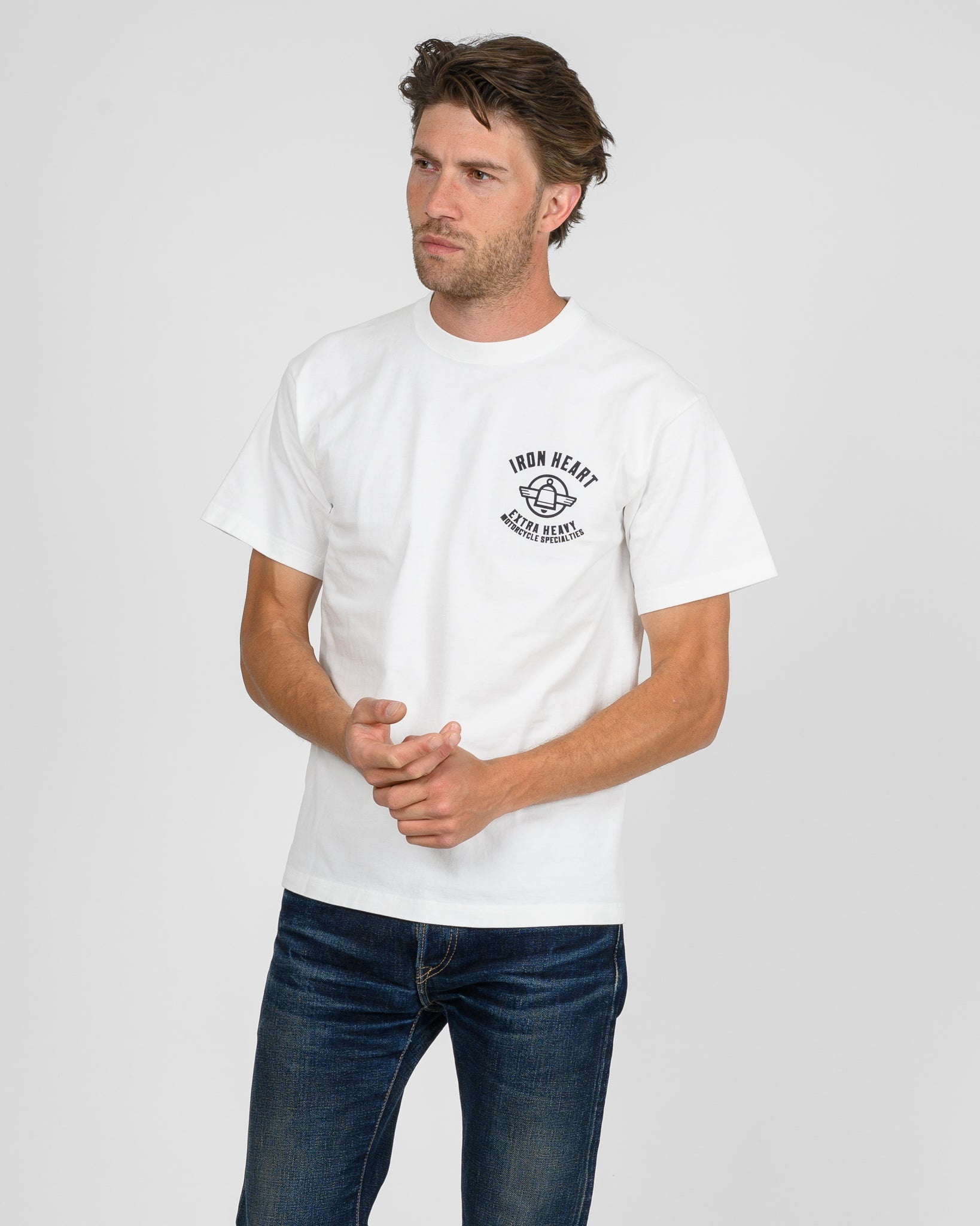 7.5OZ PRINTED LOOPWHEEL CREW NECK T-SHIRT - WHITE - 3