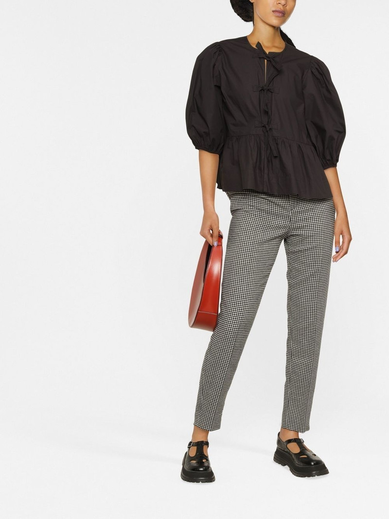 GANNI puff-sleeved peplum blouse outlook