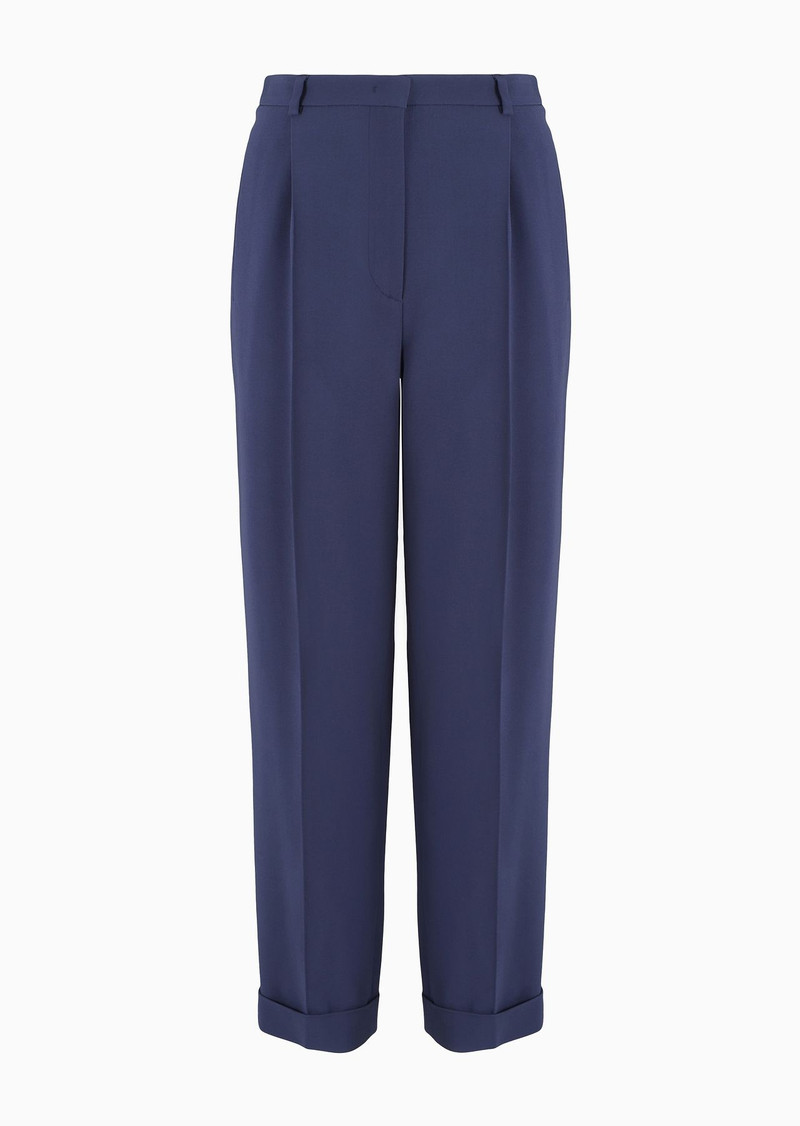 Straight-leg one-pleat trousers in viscose cady - 1