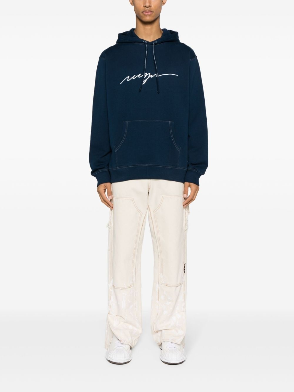 logo-embroidered cotton hoodie - 2