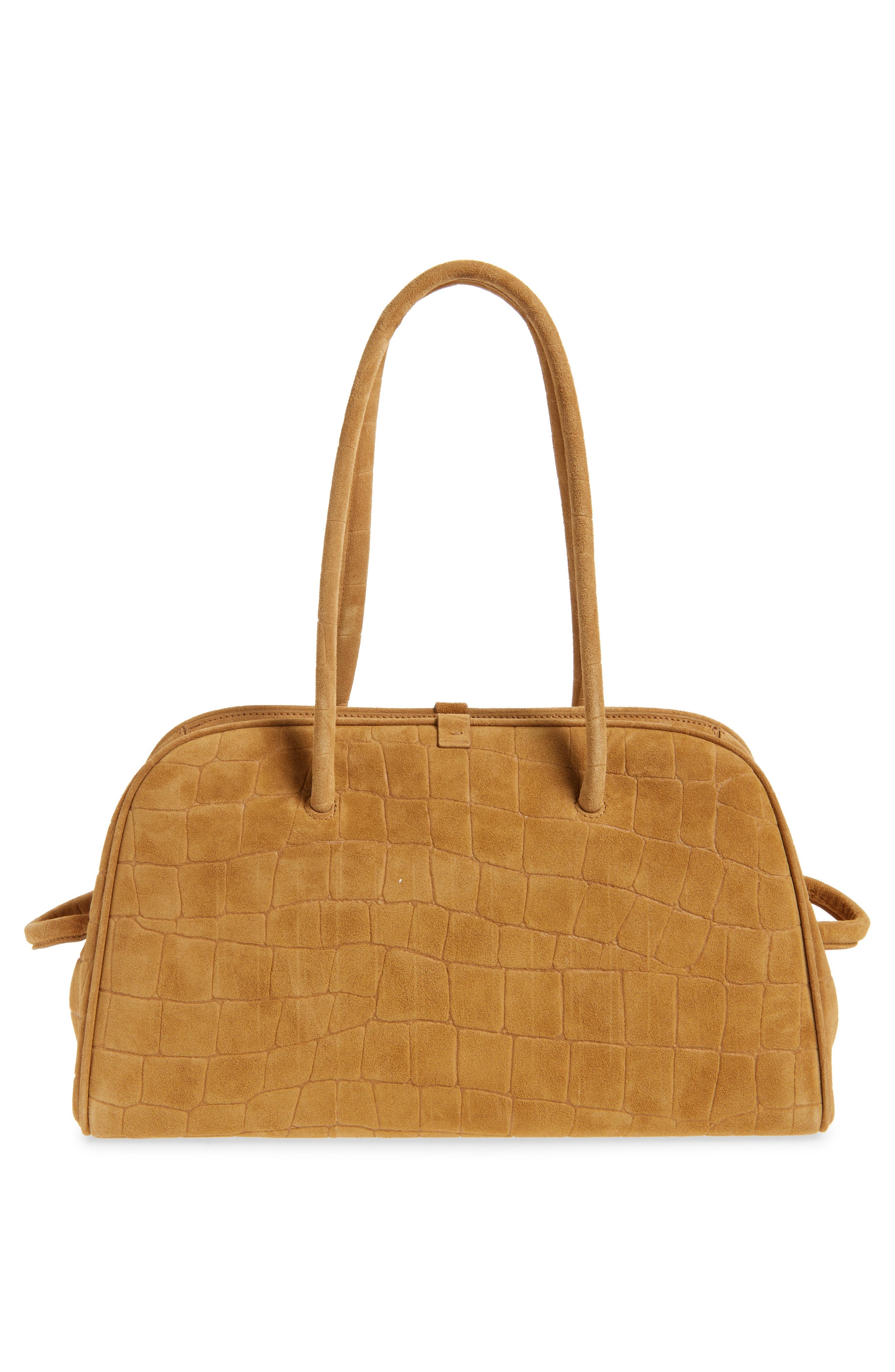 Jacquemus Le Turismo Croc Embossed Suede Bowling Bag in Camel at Nordstrom - 4