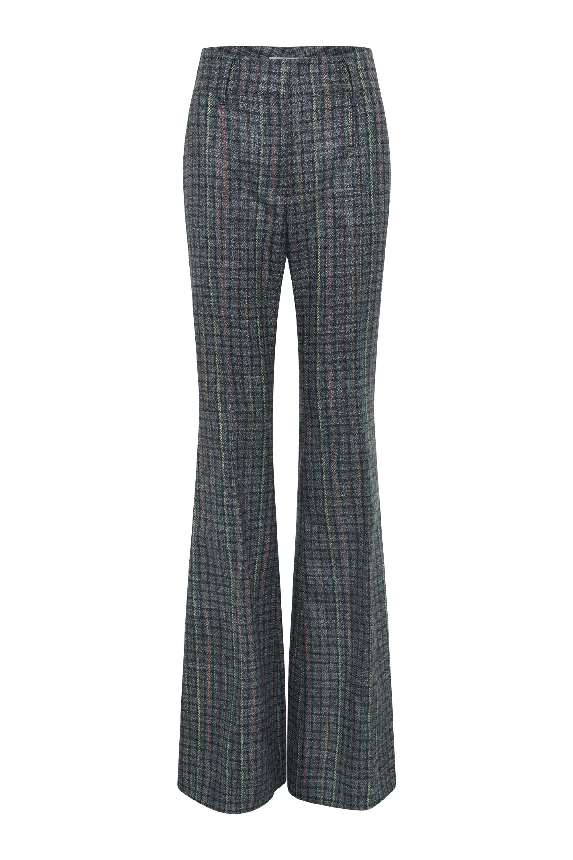 Rhein Pant in Charcoal Multi Wool Silk Houndstooth - 1