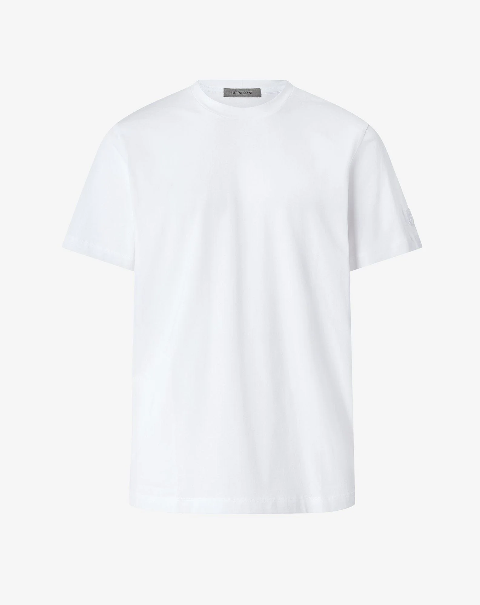 White crew neck stretch cotton jersey t-shirt - 1