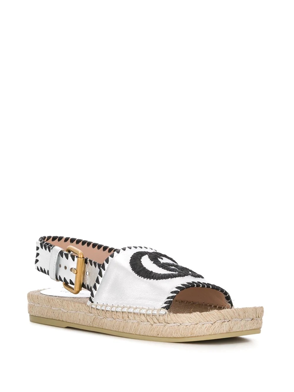 embroidered logo espadrille sandals - 2