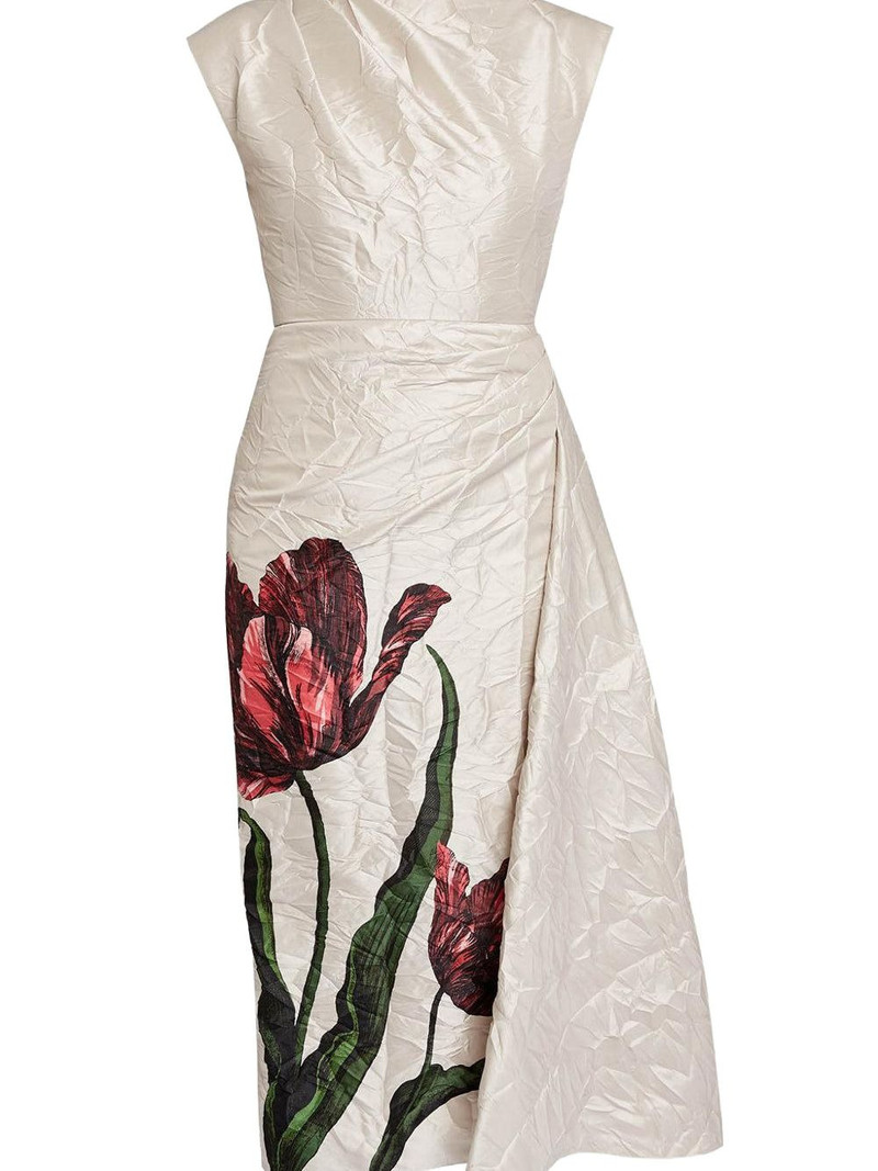 Erdem short sleeve floral print midi dress outlook