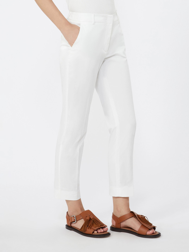 CECCO Slim-fit stretch cotton trousers - WHITE 3