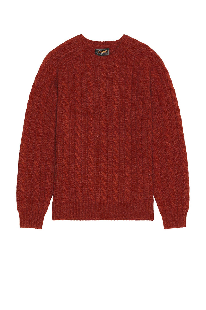 BEAMS PLUS Crew Cable 5g Sweater outlook