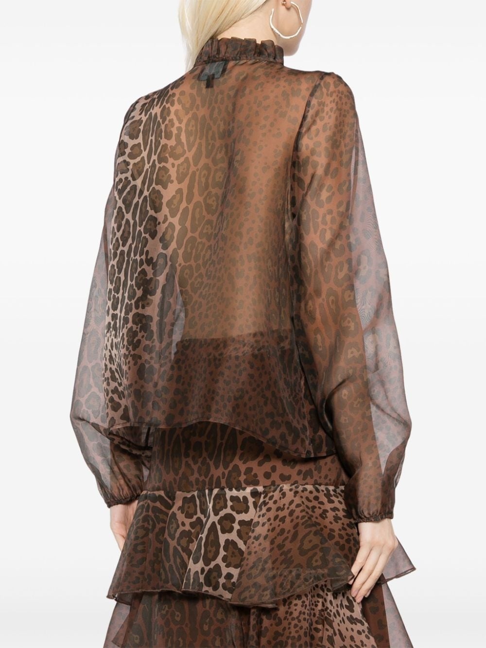 leopard-print silk blouse - 4
