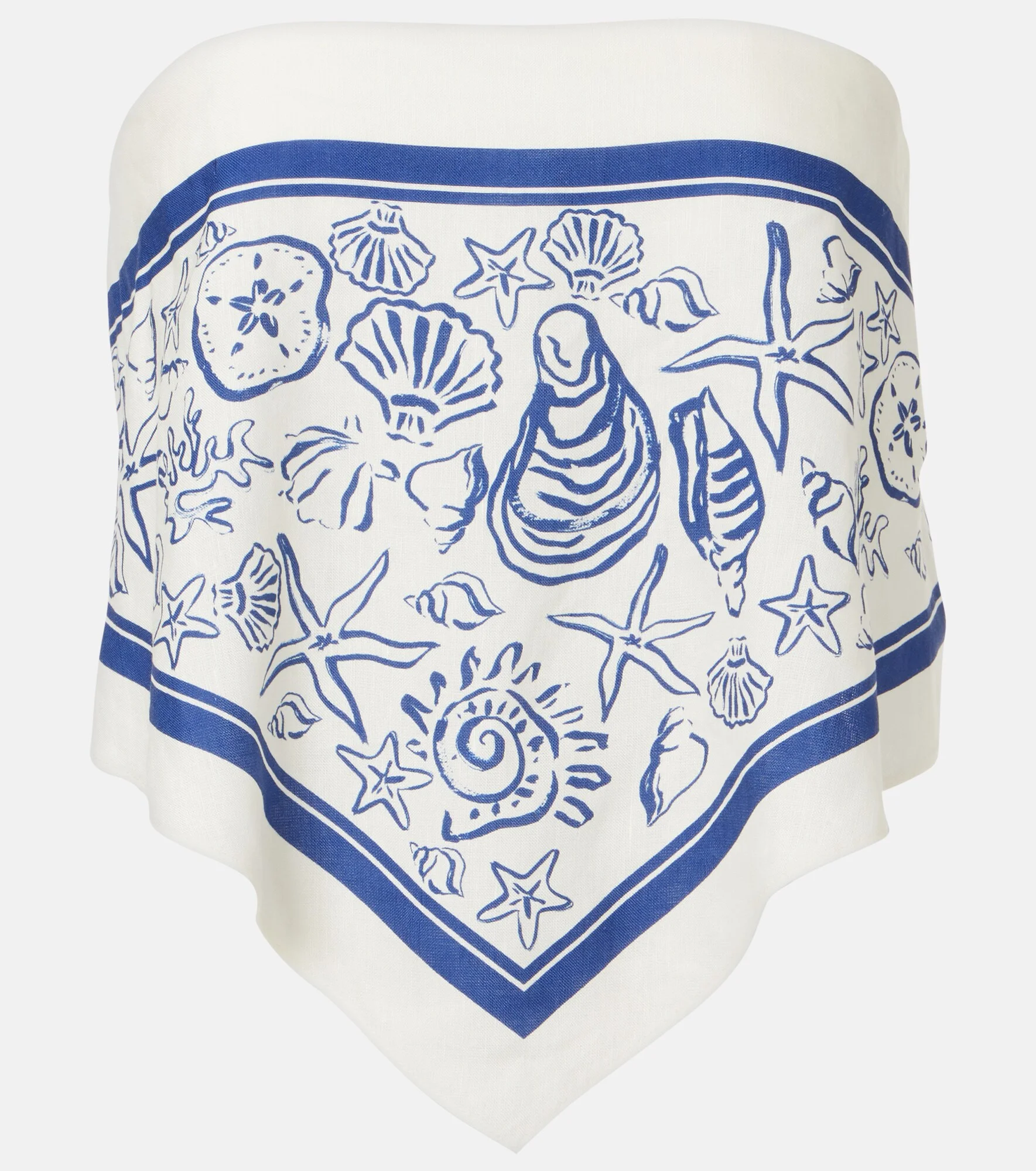 Printed linen-blend bandeau top - 1