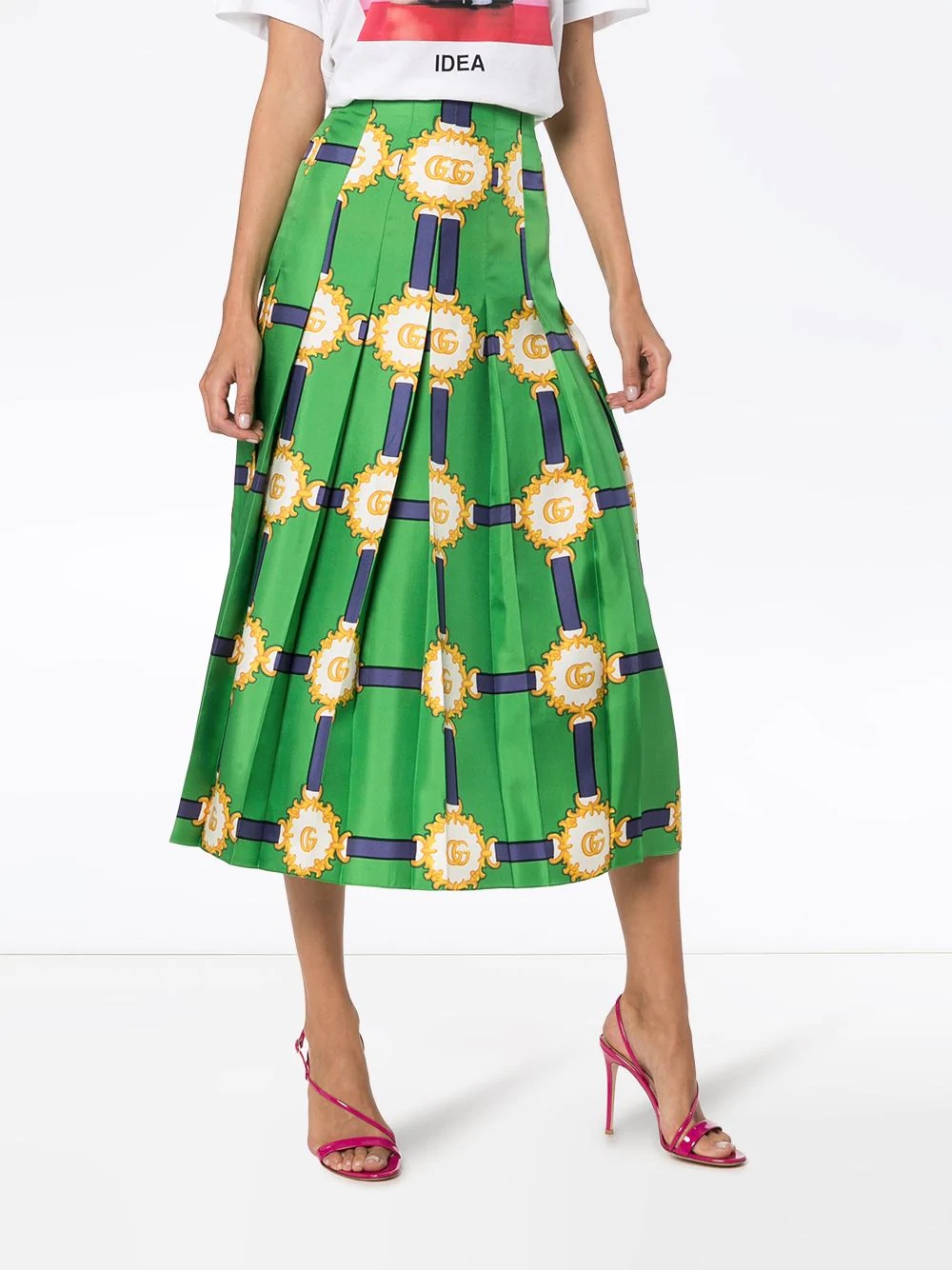 printed logo pleated skirt - 3