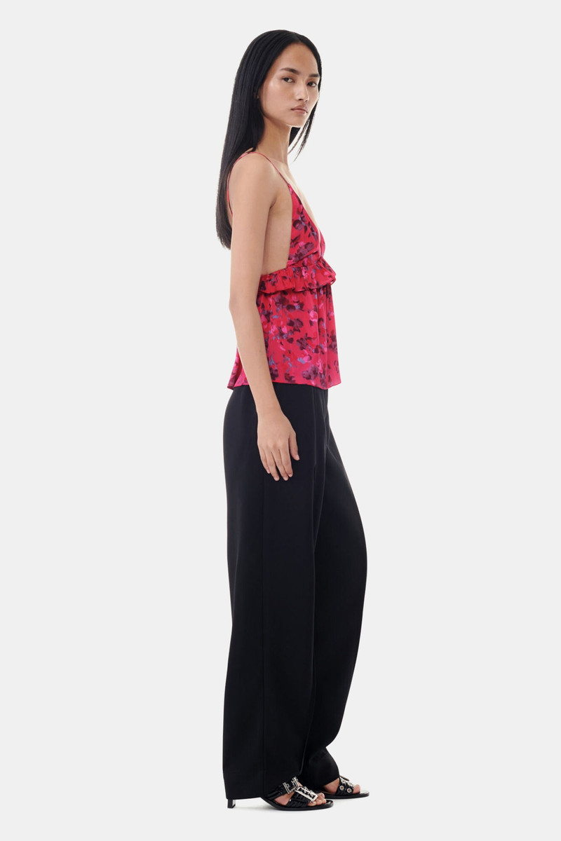BLACK DRAPEY MELANGE PLEAT PANTS 3