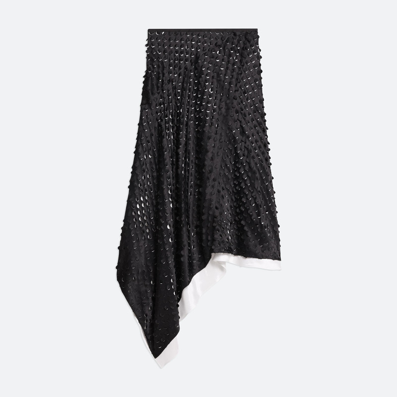 HOLE-PUNCHED SCARF HEM SKIRT - 1