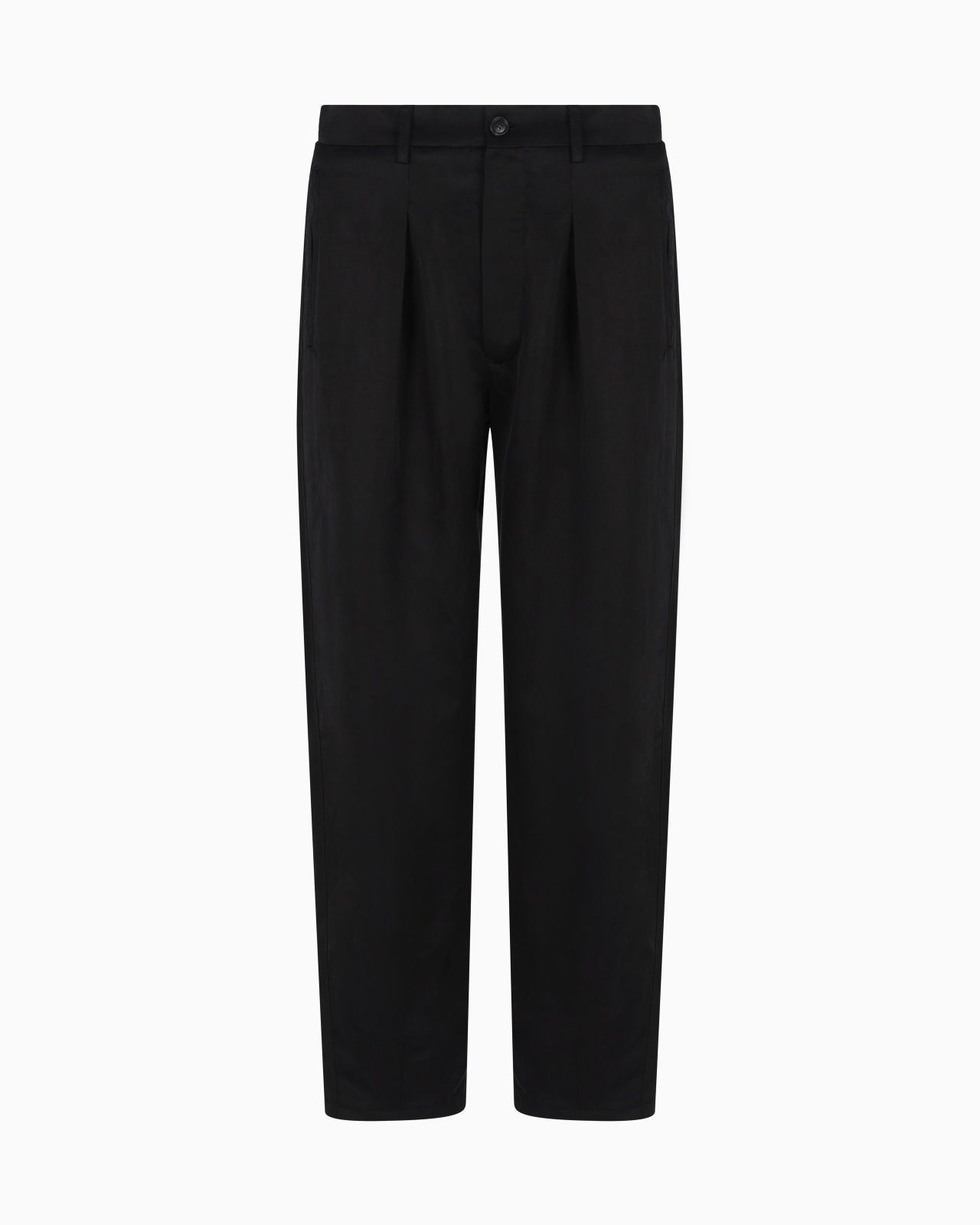 FADED LYOCELL AND LINEN CANVAS ONE-PLEAT TROUSERS - 1