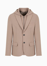 アルマーニ/ARMANI /アイボリー ピーコート EMPORIO ARMANI Viscose-blend blazer with detachable inner