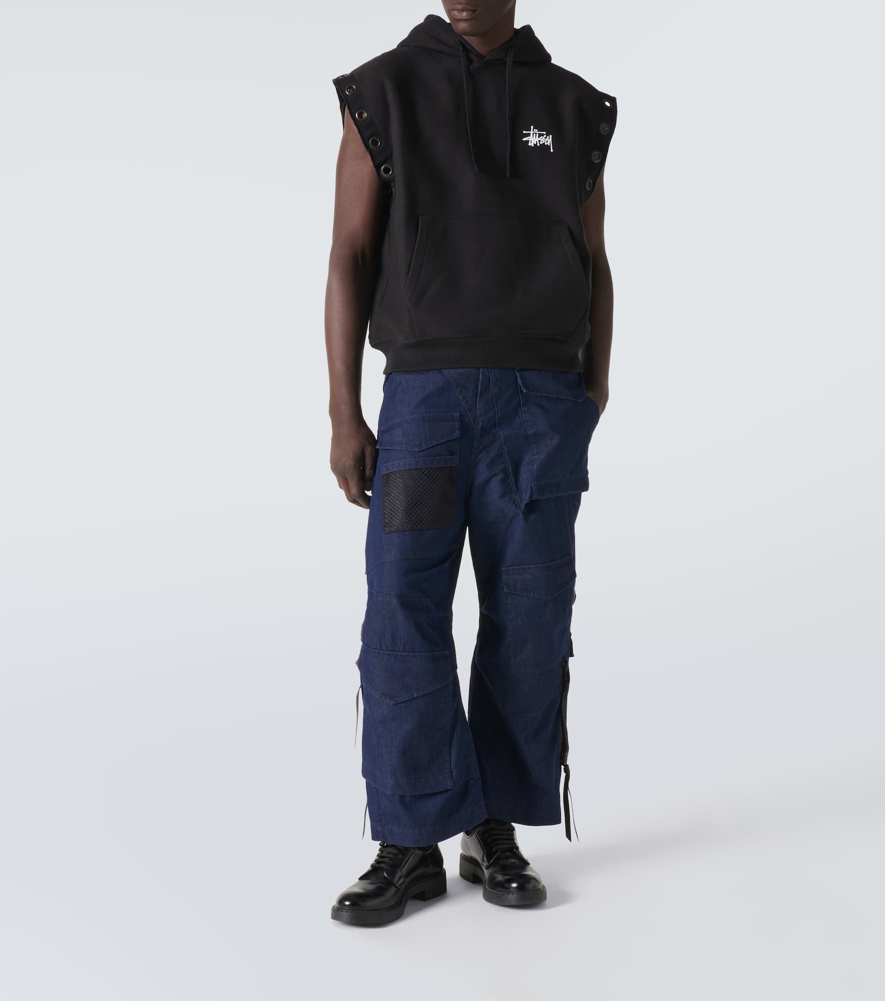 Deconstructed denim cargo pants - 2