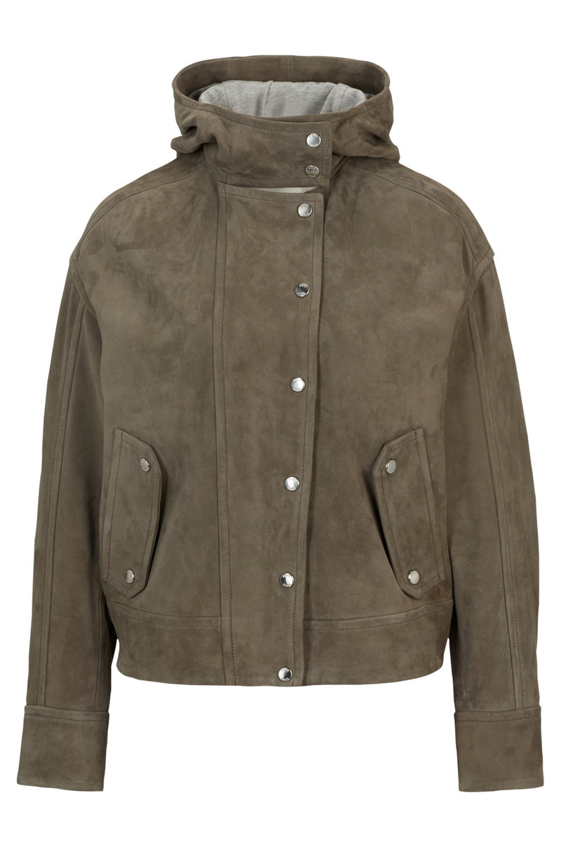 REGULAR-FIT HOODED JACKET IN SOFT SUEDE 1
