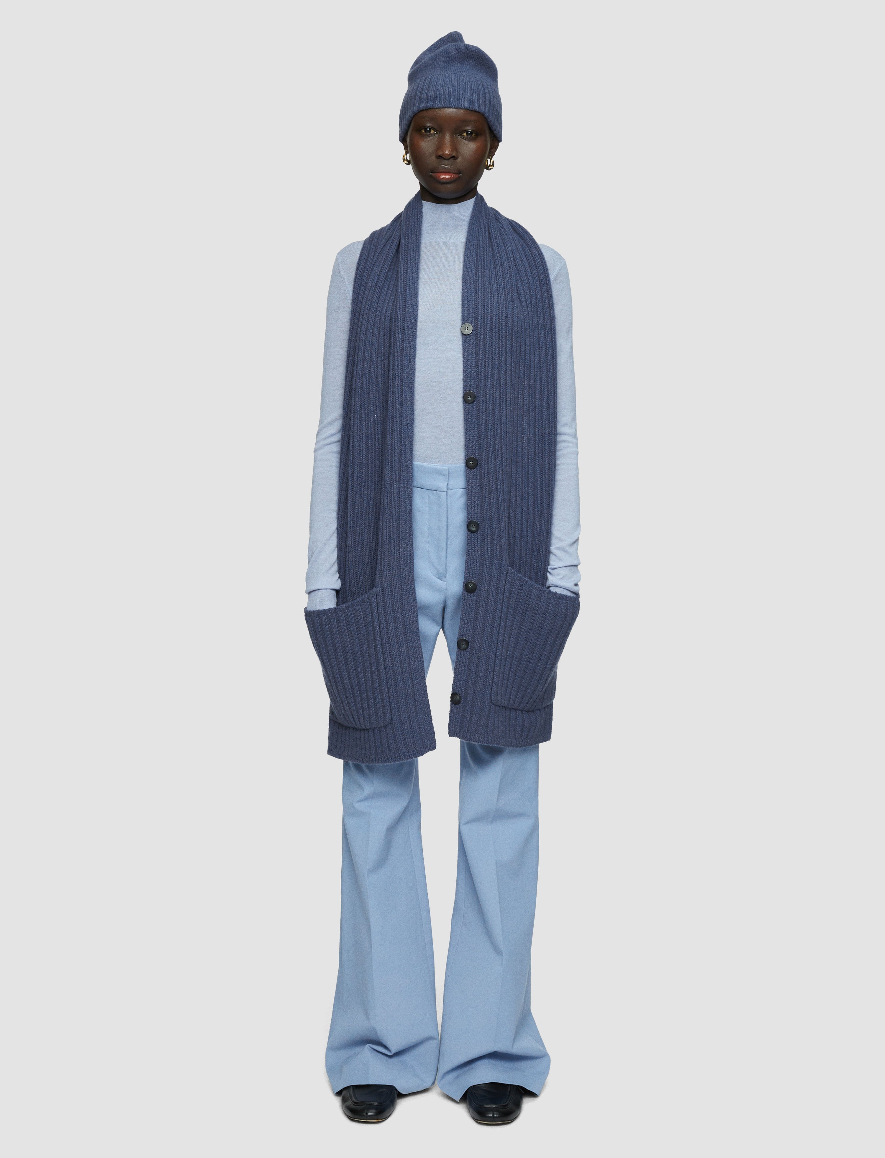 Open Cashmere Button Scarf - 3